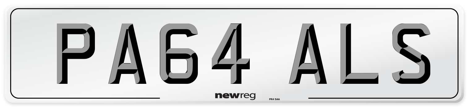 PA64 ALS Number Plate from New Reg
